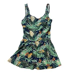 Shore Shapes Swimwear One Piece Swimsuit  Dress Leafy Tummy Control SZ 12 Green